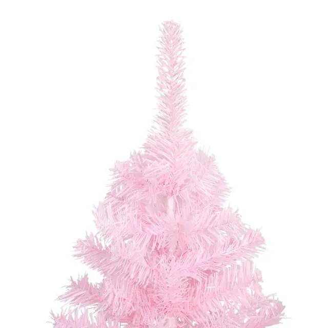 Arbre de Noël artificiel pré-éclairé et boules rose 210 cm PVC