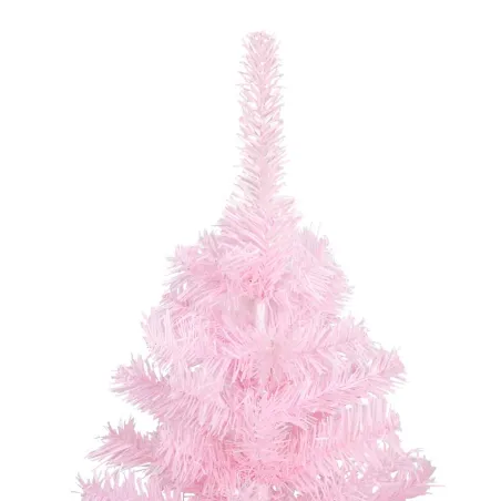 Arbre de Noël artificiel pré-éclairé et boules rose 210 cm PVC