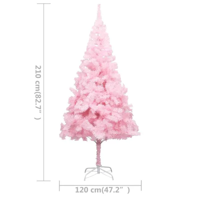 Arbre de Noël artificiel pré-éclairé et boules rose 210 cm PVC