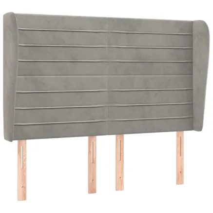 Tête de lit avec oreilles Gris clair 147x23x118/128 cm Velours 2