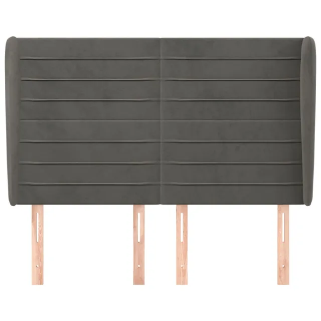 Tête de lit avec oreilles Gris foncé 147x23x118/128 cm Velours