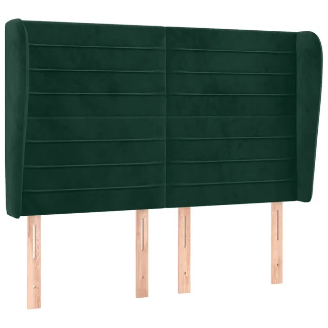 Tête de lit avec oreilles Vert foncé 147x23x118/128 cm Velours