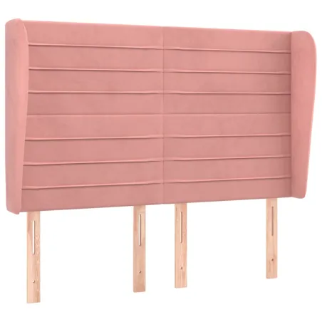 Tête de lit avec oreilles Rose 147x23x118/128 cm Velours