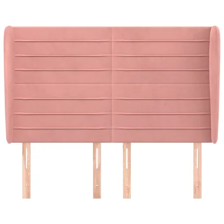 Tête de lit avec oreilles Rose 147x23x118/128 cm Velours