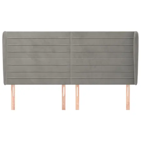 Tête de lit avec oreilles Gris clair 163x23x118/128 cm Velours
