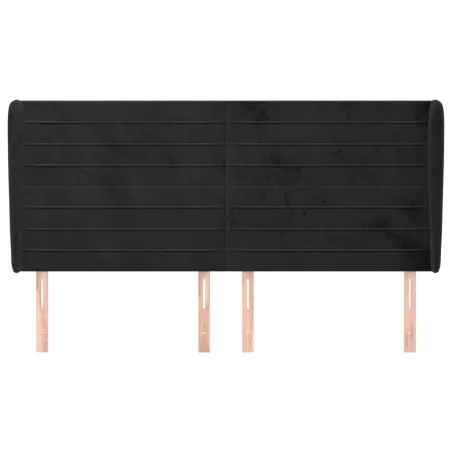 Tête de lit avec oreilles Noir 183x23x118/128 cm Velours