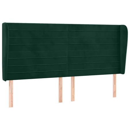 Tête de lit avec oreilles Vert foncé 183x23x118/128 cm Velours