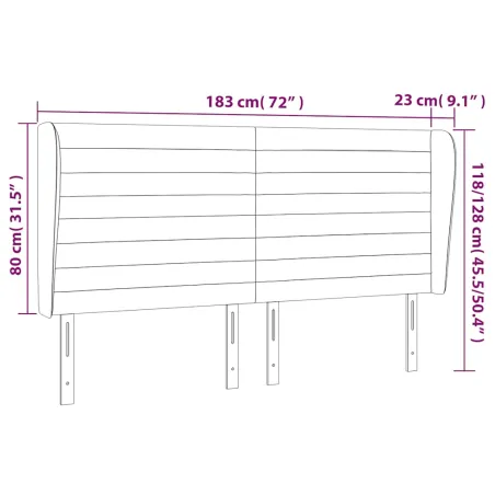 Tête de lit avec oreilles Vert foncé 183x23x118/128 cm Velours