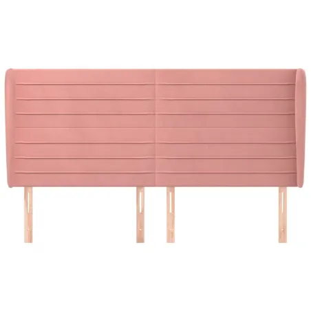 Tête de lit avec oreilles Rose 183x23x118/128 cm Velours