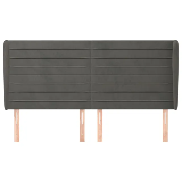 Tête de lit avec oreilles Gris foncé 203x23x118/128 cm Velours
