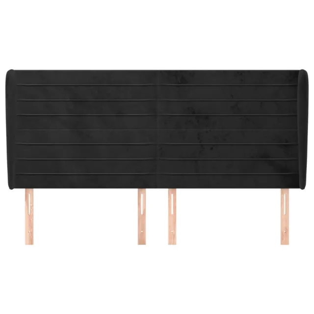 Tête de lit avec oreilles Noir 203x23x118/128 cm Velours