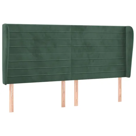 Tête de lit avec oreilles Vert foncé 203x23x118/128 cm Velours 2