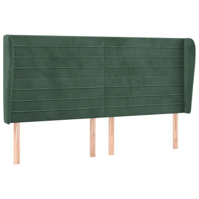 Tête de lit avec oreilles Vert foncé 203x23x118/128 cm Velours