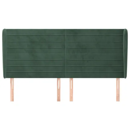 Tête de lit avec oreilles Vert foncé 203x23x118/128 cm Velours