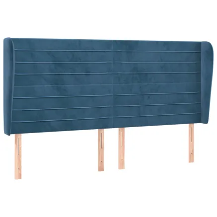 Tête de lit avec oreilles Bleu foncé 203x23x118/128 cm Velours 2
