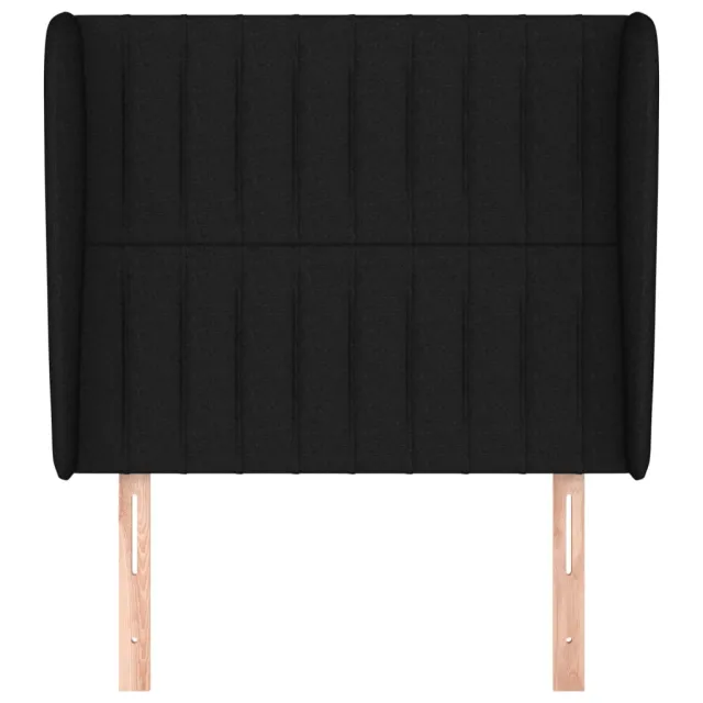 Tête de lit avec oreilles Noir 93x23x118/128 cm Tissu