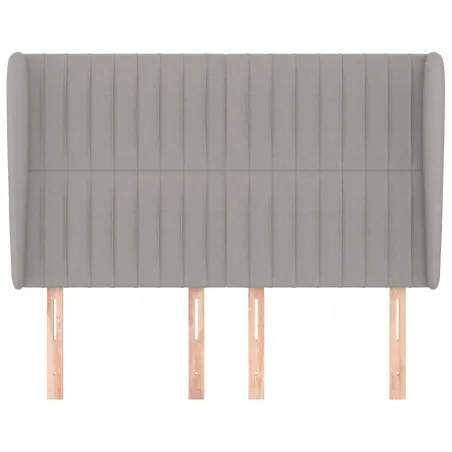 Tête de lit avec oreilles Gris clair 147x23x118/128 cm Tissu