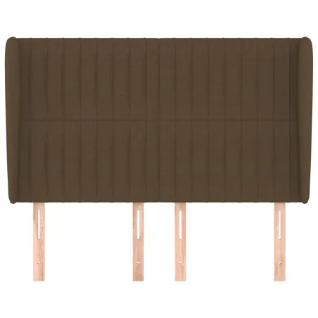 Tête de lit avec oreilles Marron foncé 147x23x118/128 cm Tissu