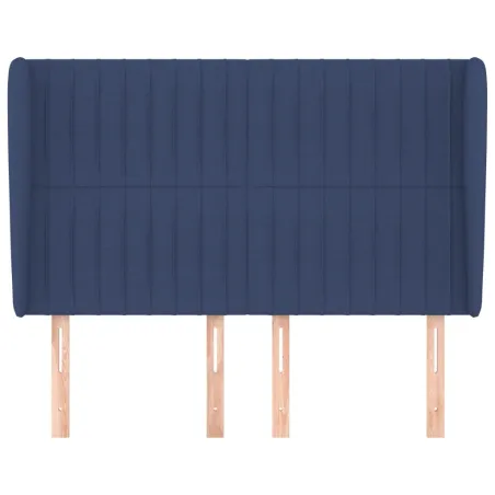 Tête de lit avec oreilles Bleu 147x23x118/128 cm Tissu