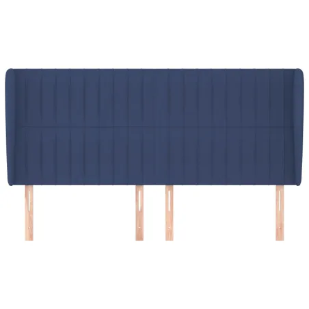 Tête de lit avec oreilles Bleu 163x23x118/128 cm Tissu