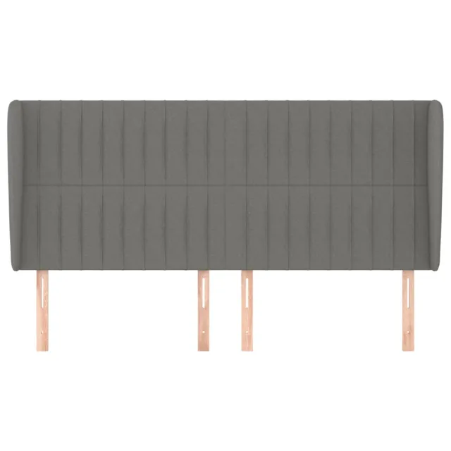 Tête de lit avec oreilles Gris foncé 183x23x118/128 cm Tissu