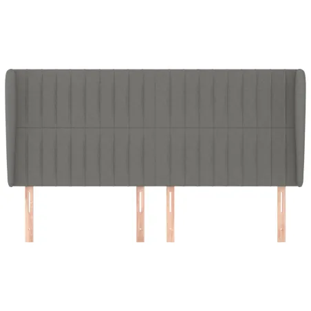 Tête de lit avec oreilles Gris foncé 183x23x118/128 cm Tissu