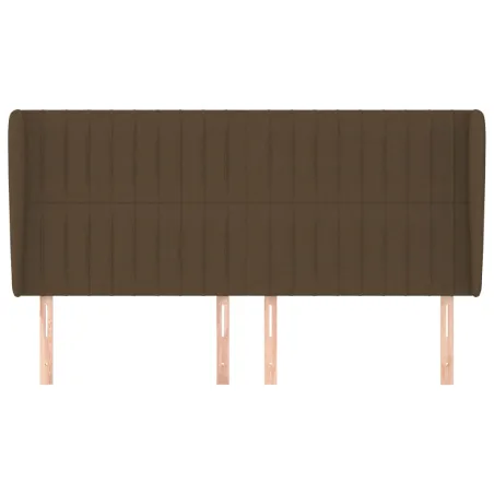 Tête de lit avec oreilles Marron foncé 183x23x118/128 cm Tissu