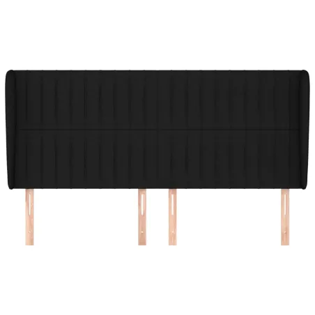 Tête de lit avec oreilles Noir 203x23x118/128 cm Tissu