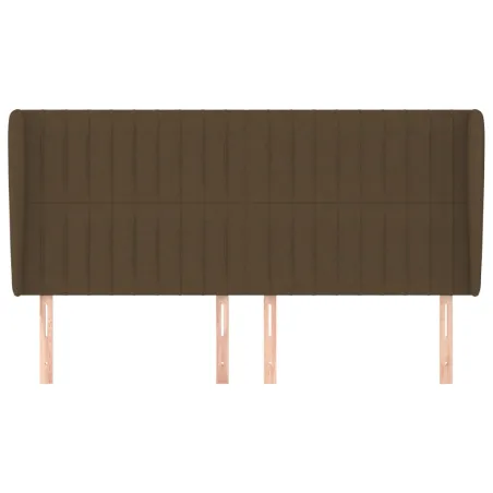 Tête de lit avec oreilles Marron foncé 203x23x118/128 cm Tissu