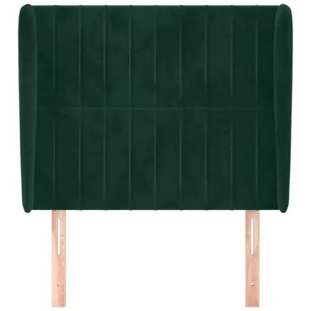 Tête de lit avec oreilles Vert foncé 83x23x118/128 cm Velours