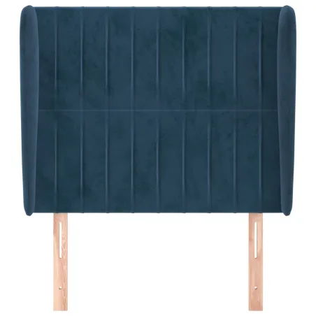 Tête de lit avec oreilles Bleu foncé 83x23x118/128 cm Velours