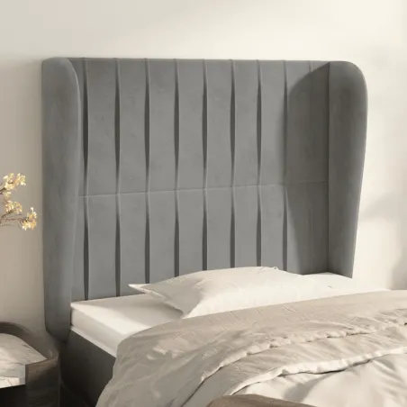 Tête de lit avec oreilles Gris clair 103x23x118/128 cm Velours