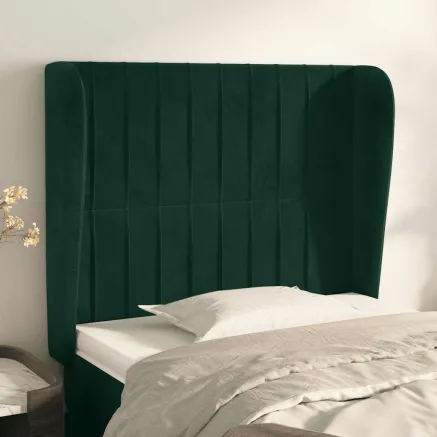Tête de lit avec oreilles Vert foncé 103x23x118/128 cm Velours