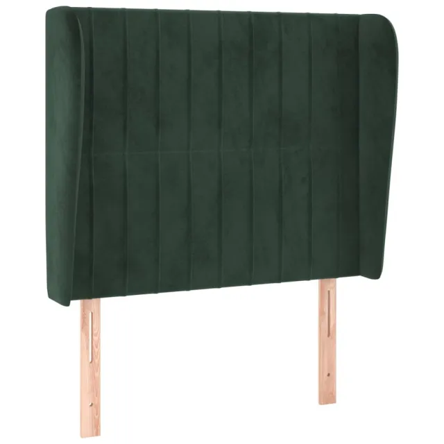 Tête de lit avec oreilles Vert foncé 103x23x118/128 cm Velours