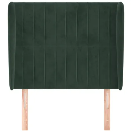 Tête de lit avec oreilles Vert foncé 103x23x118/128 cm Velours