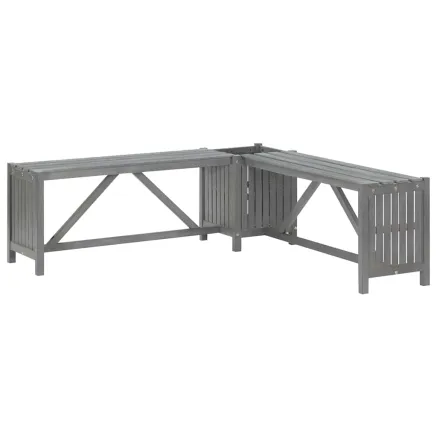Banc d'angle de jardin et jardinière 117 cm bois d'acacia gris 2