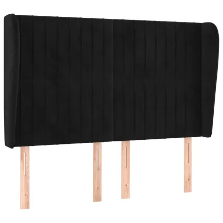 Tête de lit avec oreilles Noir 147x23x118/128 cm Velours 2