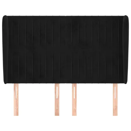 Tête de lit avec oreilles Noir 147x23x118/128 cm Velours