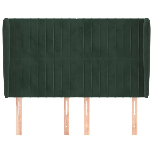 Tête de lit avec oreilles Vert foncé 147x23x118/128 cm Velours