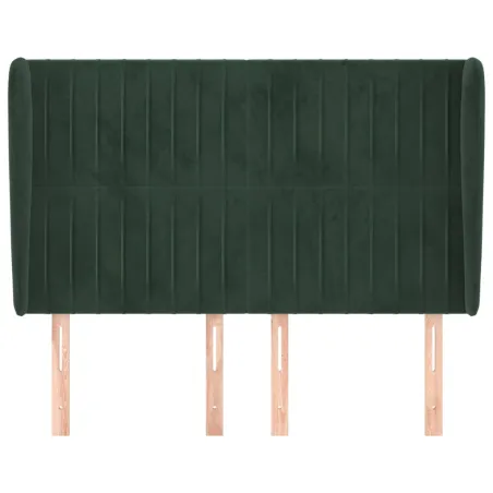 Tête de lit avec oreilles Vert foncé 147x23x118/128 cm Velours