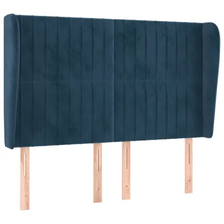 Tête de lit avec oreilles Bleu foncé 147x23x118/128 cm Velours 2