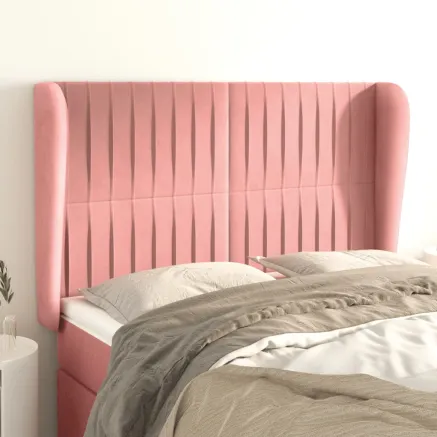 Tête de lit avec oreilles Rose 147x23x118/128 cm Velours