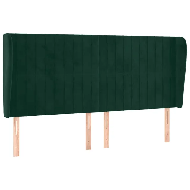 Tête de lit avec oreilles Vert foncé 163x23x118/128 cm Velours