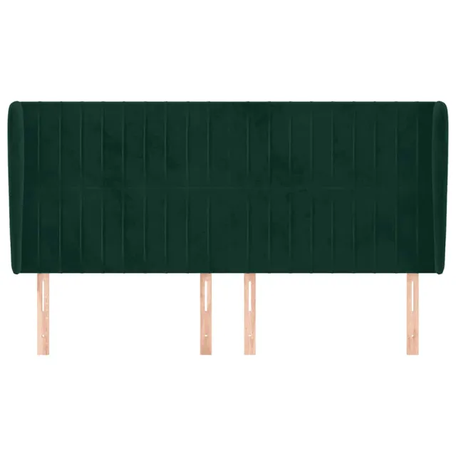 Tête de lit avec oreilles Vert foncé 163x23x118/128 cm Velours