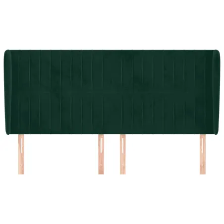 Tête de lit avec oreilles Vert foncé 163x23x118/128 cm Velours