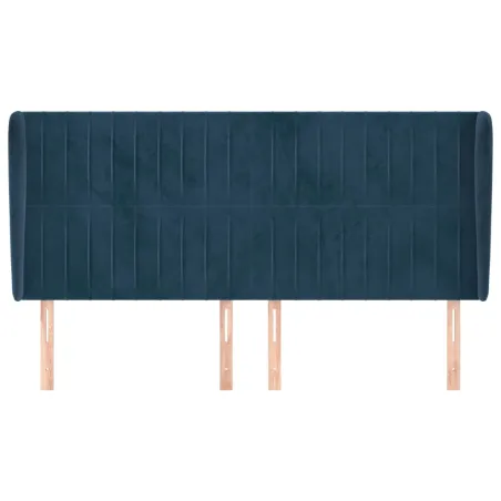 Tête de lit avec oreilles Bleu foncé 163x23x118/128 cm Velours