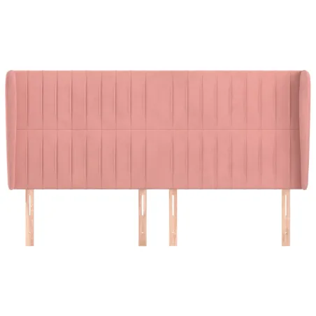 Tête de lit avec oreilles Rose 163x23x118/128 cm Velours