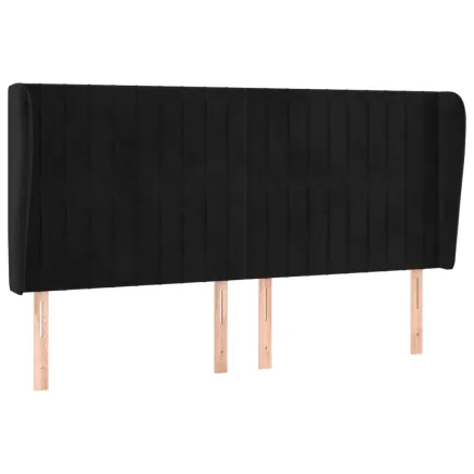 Tête de lit avec oreilles Noir 183x23x118/128 cm Velours 2