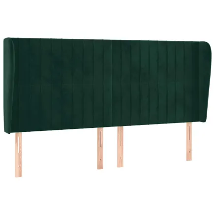 Tête de lit avec oreilles Vert foncé 183x23x118/128 cm Velours 2