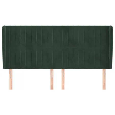 Tête de lit avec oreilles Vert foncé 183x23x118/128 cm Velours